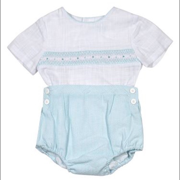 Luli & Me Other - LULI & ME BABY BOY AQUA LINEN & SEERSUCKER BUBBLE